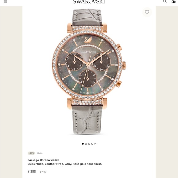 Swarovski Passage Chrono Rose Gold-tone Women’s Watch 36 mm Swiss Made - Picture 4 of 9